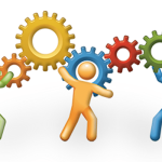 Team members effectively working together on a problem