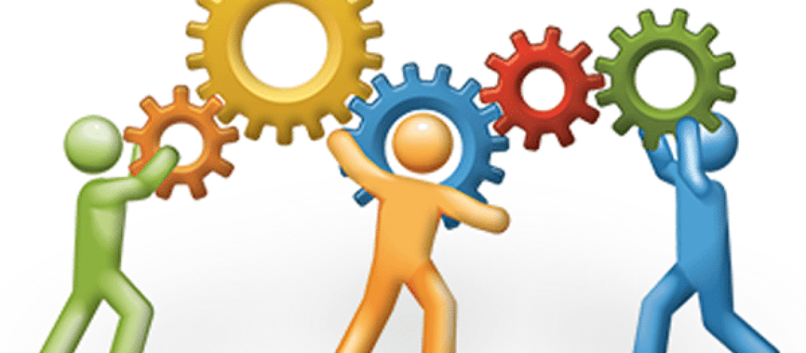 Team members effectively working together on a problem